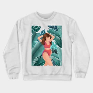 Plant Lady Summer, Beach and Palm Leaves 2 Crewneck Sweatshirt